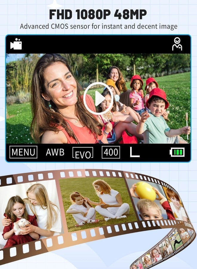 KINETIKITCH كاميرا رقمية فائقة النحافة بدقة 48 ميجابكسل للأطفال، تقريب بصري 16x، دقة FHD 1080P مع خاصية تثبيت الصورة، كاميرا صغيرة الحجم وسهلة الحمل للأطفال والمراهقين والطلاب مع بطاقة ذاكرة SD سعة 32 جيجابايت - Image 5